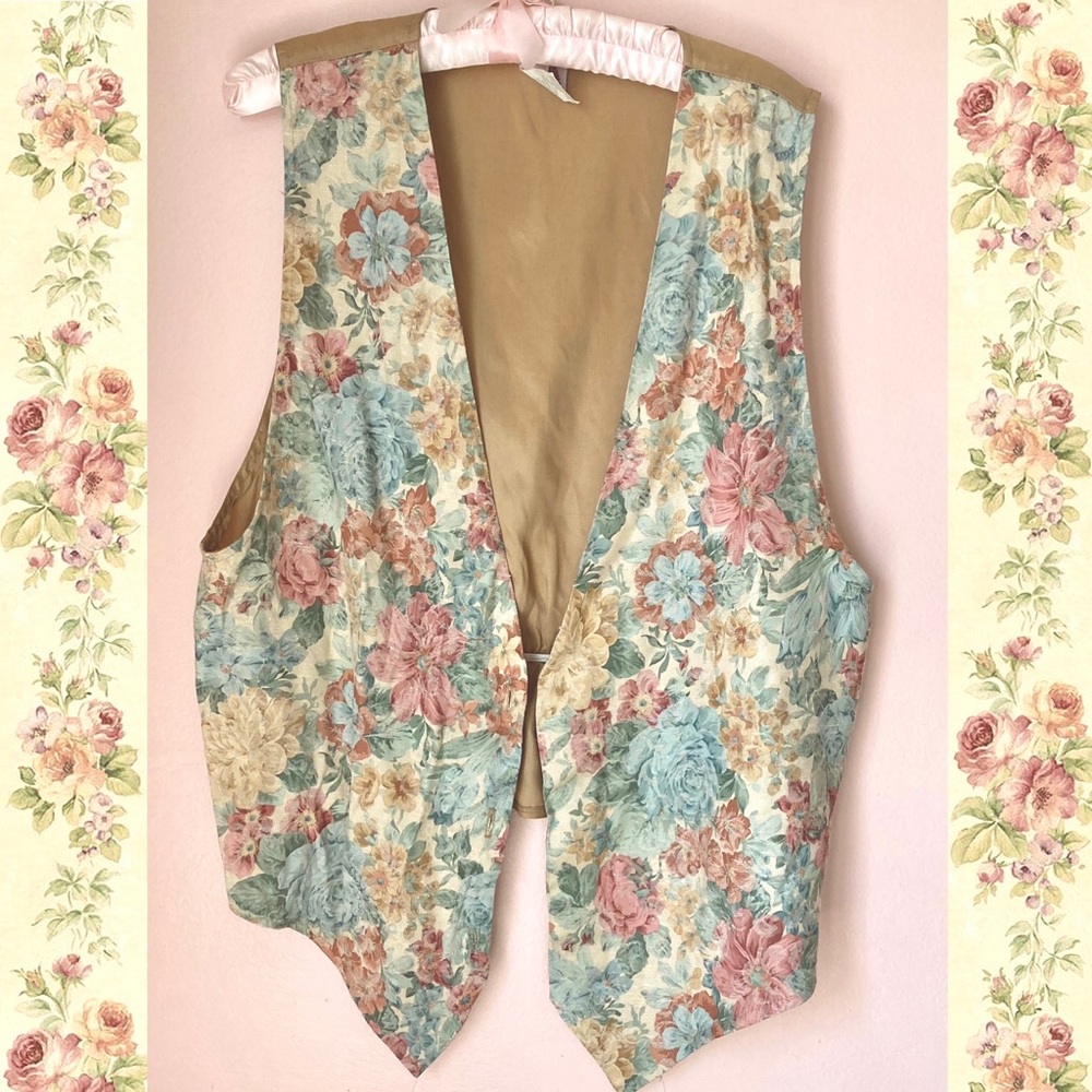 Vintage floral tapestry vest